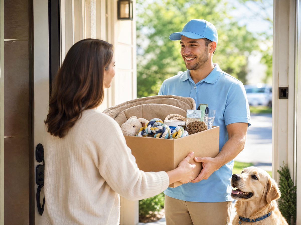 Pet supplies being delivered