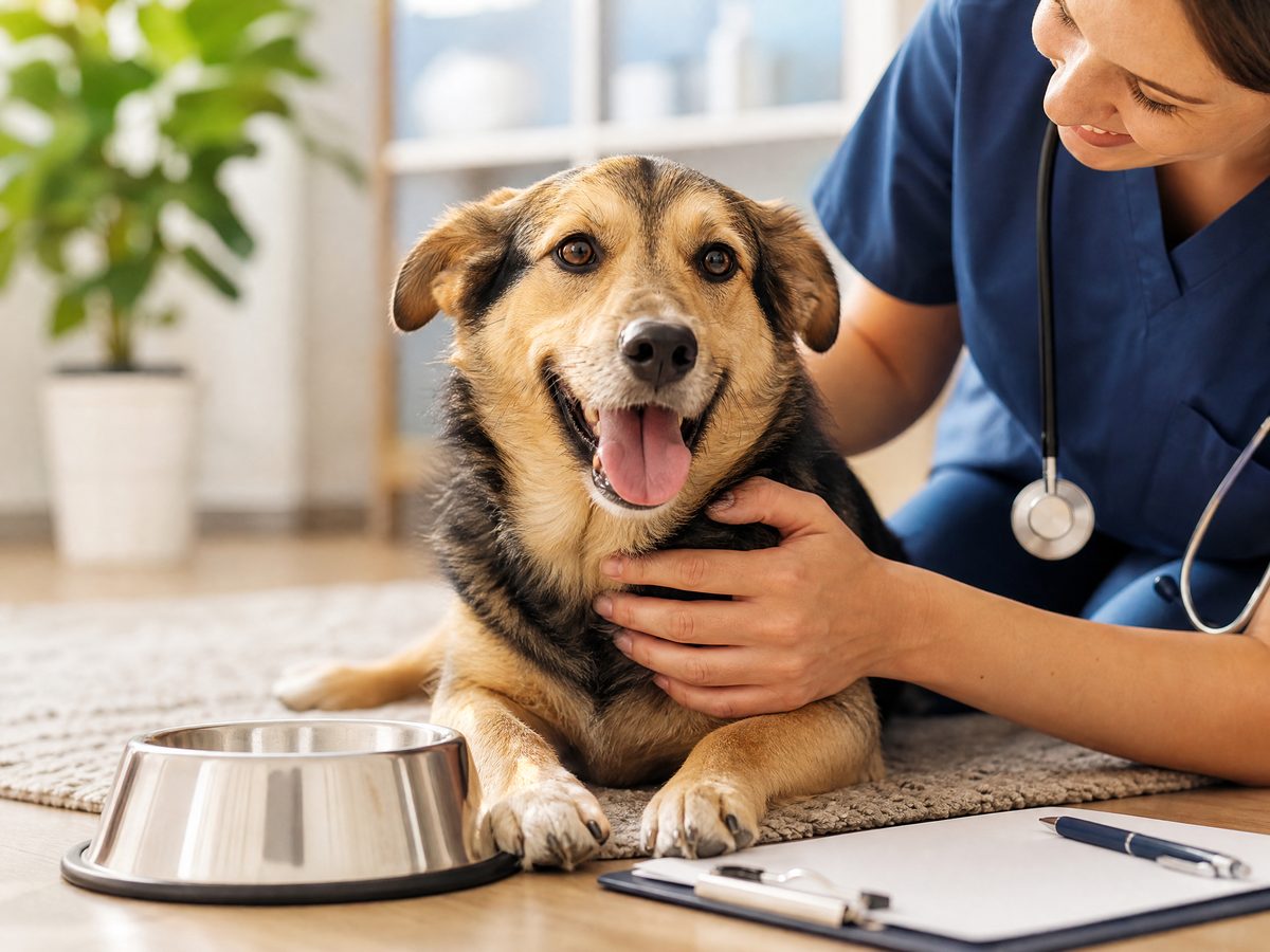 Dog receiving gentle care
