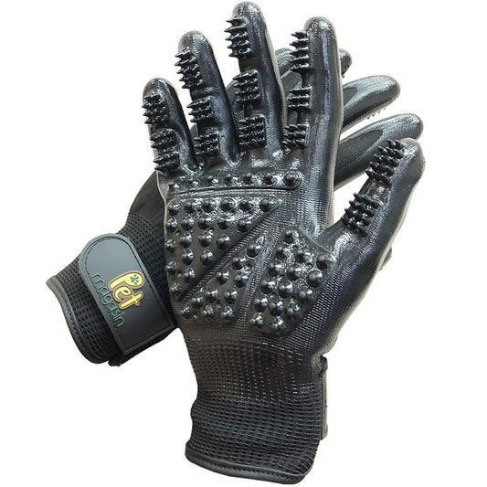 Pet Grooming Gloves – Shedding & Bathing Mitt for Dogs, Cats, Horses & Other Animals with Both Long and Short Fur