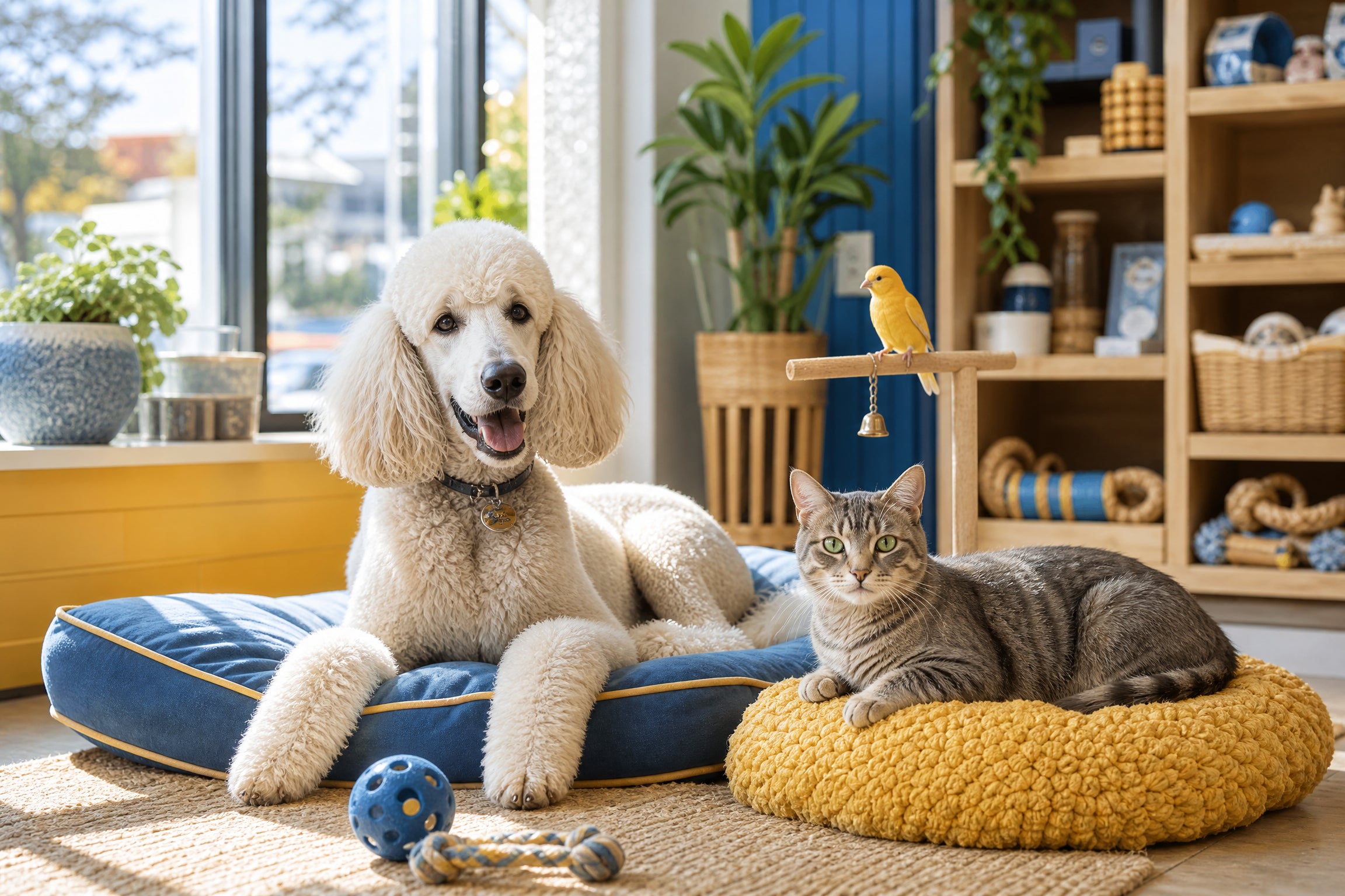 Pets relaxing together inside Jack's Pet Center